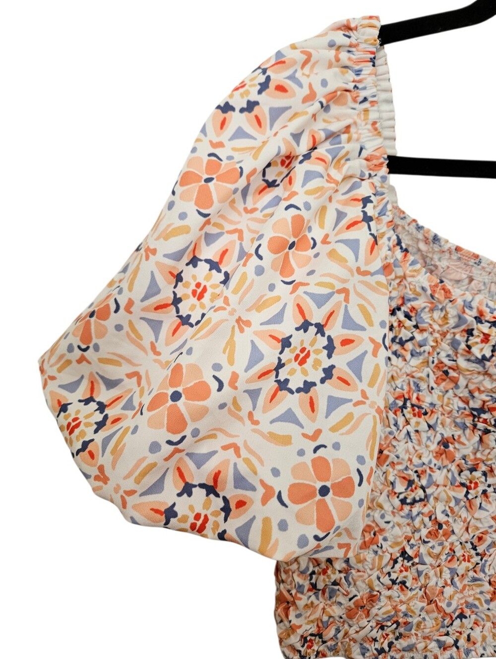 Anthropologie Dolan Off The Shoulder Textured Top in Orange Motif M Cottagecore - Picture 8 of 11
